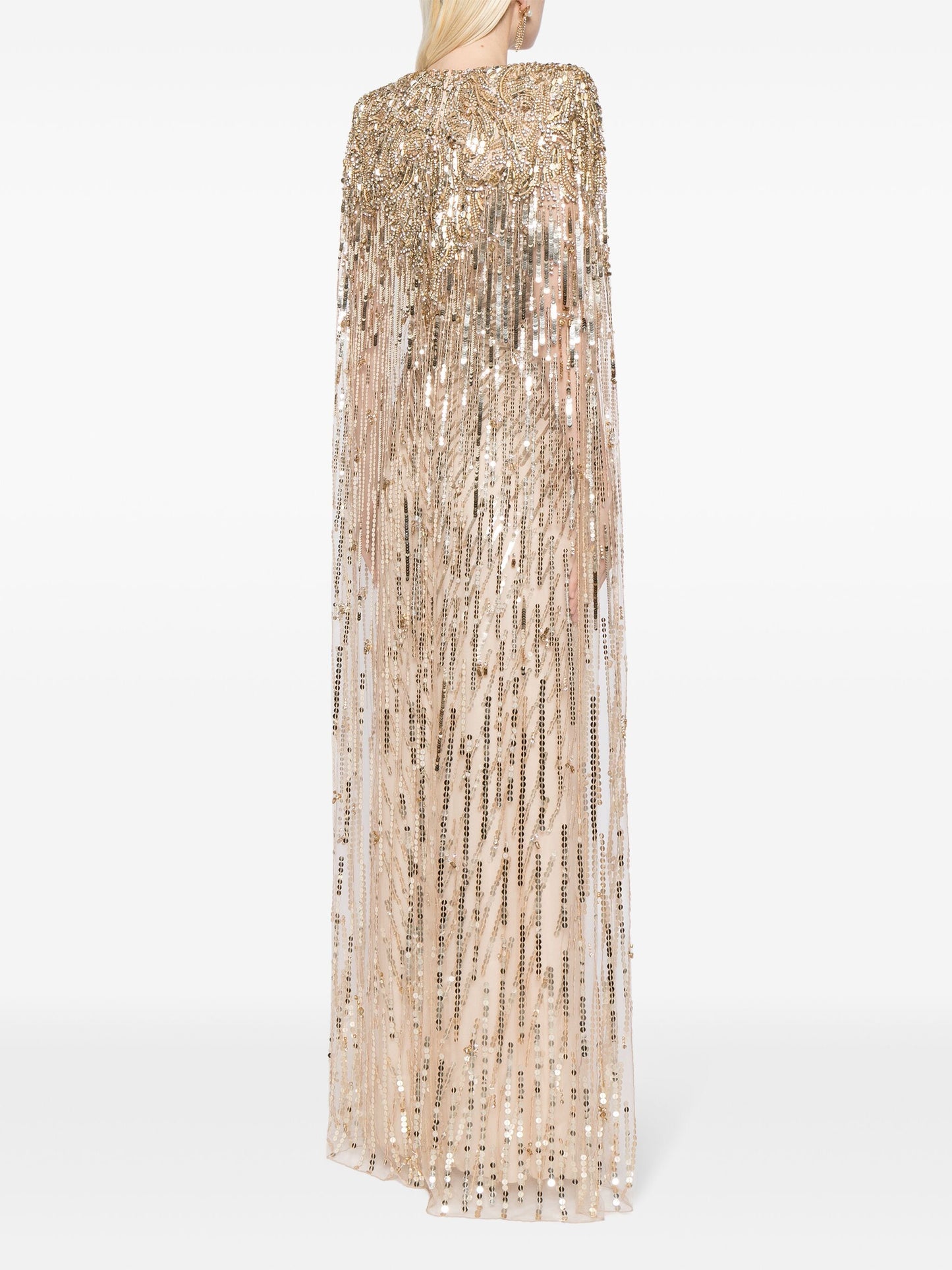 Jenny Packham Gold Rush Sequined Cape Gown | iBrandZone