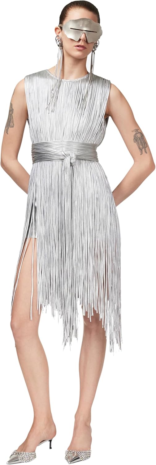 Metallic Fringe Mini Dress