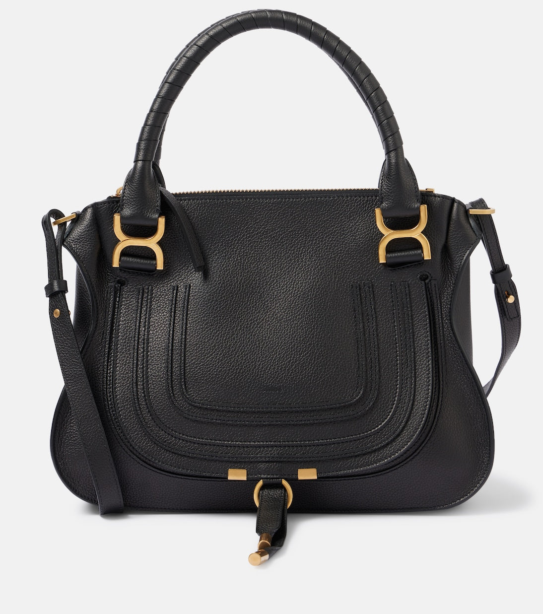 Marcie Medium leather tote in black - Chloe | iBrandZone