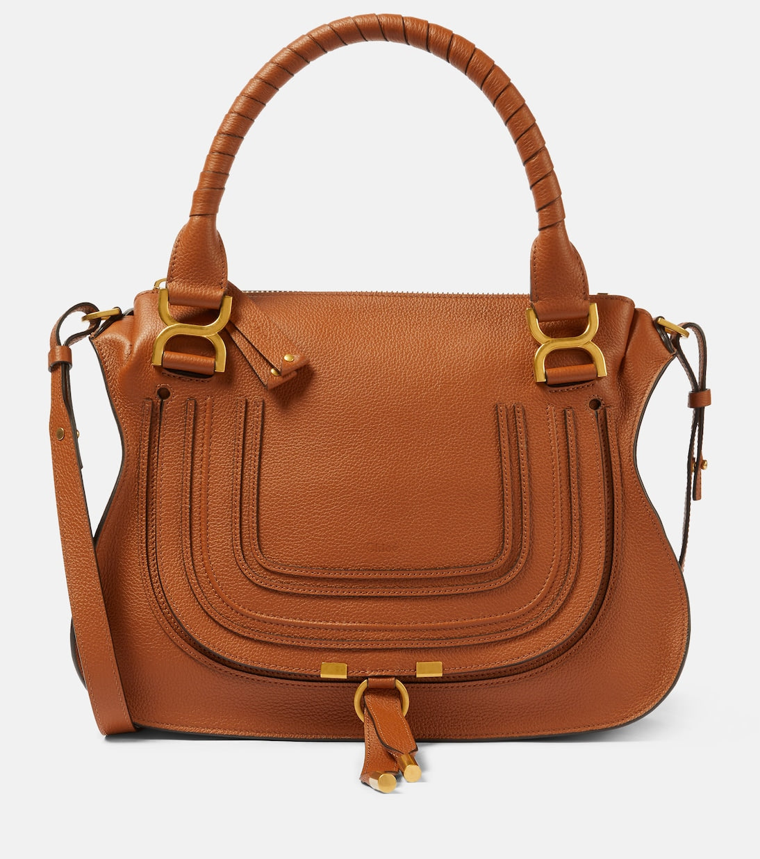 Marcie Medium leather tote in brown - Chloe | iBrandZone