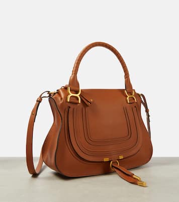 Marcie Medium leather tote in brown - Chloe | iBrandZone