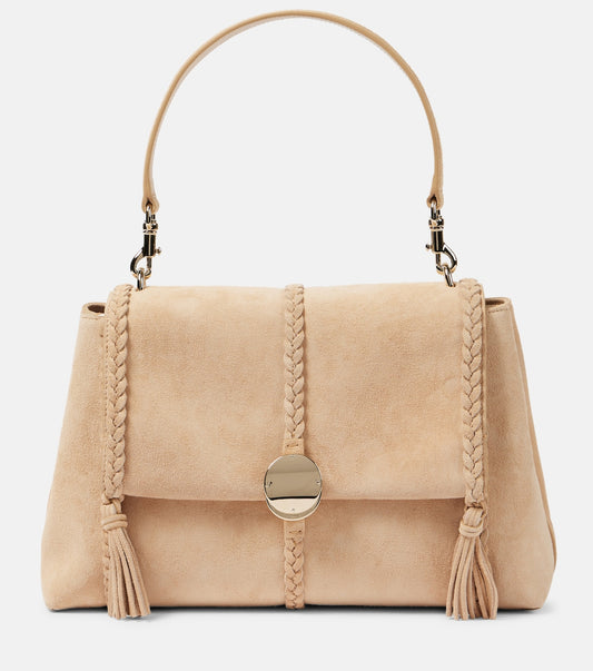 Penelope Medium suede shoulder bag in beige - Chloe | iBrandZone