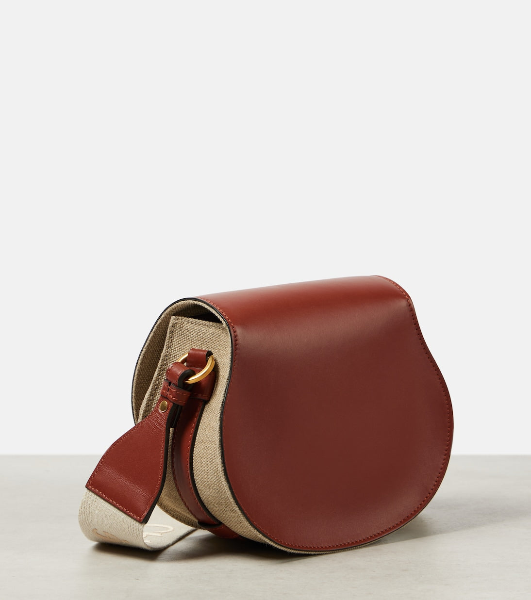 Marcie Small leather and canvas shoulder bag in brown - Chloe | iBrandZone