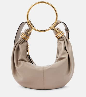 Bracelet Small leather shoulder bag in grey - Chloe | iBrandZone