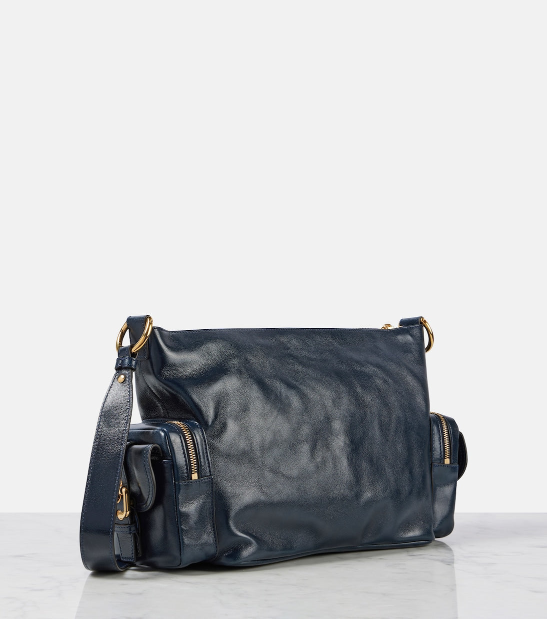 Camera Medium leather shoulder bag in blue - Chloe | iBrandZone