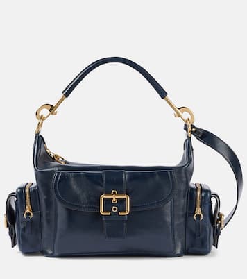 Camera Medium leather shoulder bag in blue - Chloe | iBrandZone