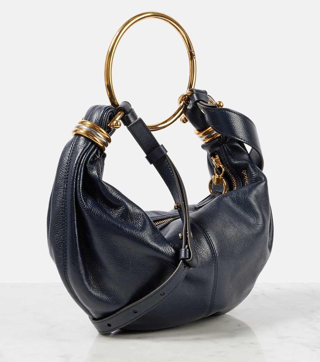 Bracelet Small leather shoulder bag in blue - Chloe | iBrandZone