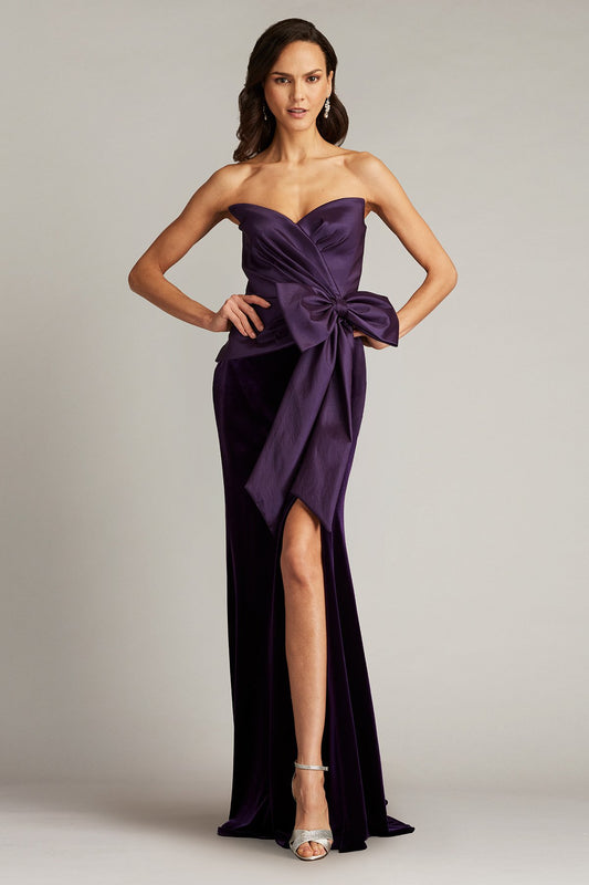 Nimue Strapless Draped Bow Gown by Tadashi Shoji - iBrandZone