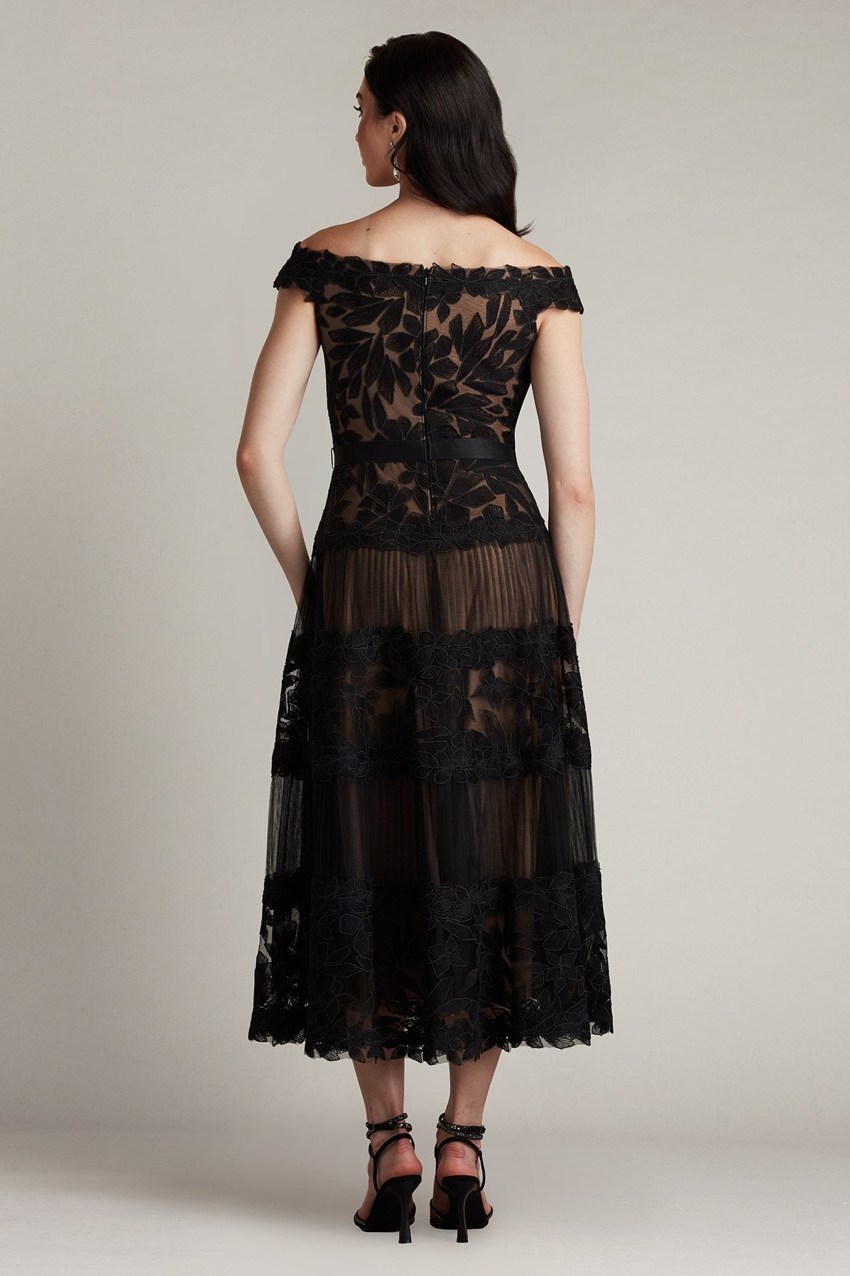 Adriane Floral Embroidered Tea-Length Dress by Tadashi Shoji - iBrandZone