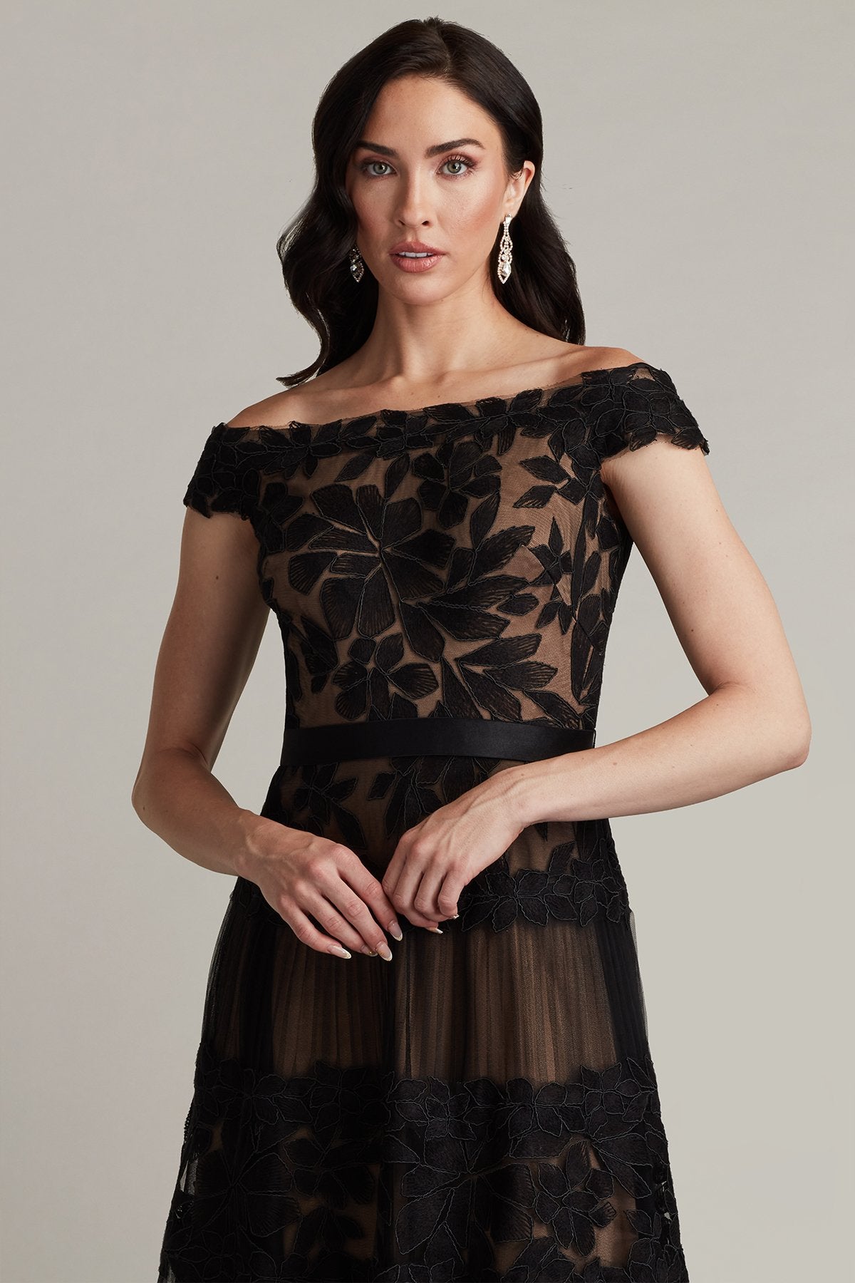 Adriane Floral Embroidered Tea-Length Dress by Tadashi Shoji - iBrandZone