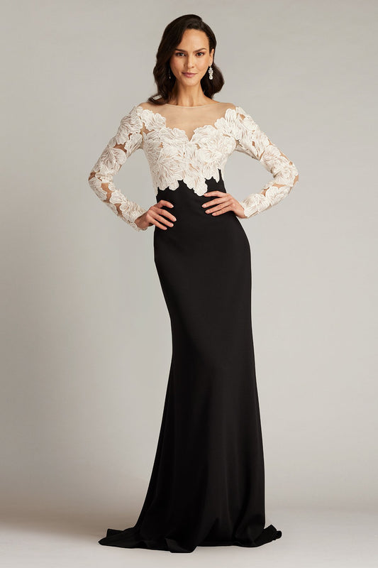 Golie Embroidered Bodice Illusion Gown by Tadashi Shoji - iBrandZone