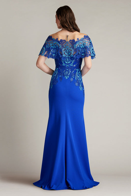 Deming Ruffled Sleeve Illusion Gown by Tadashi Shoji - iBrandZone