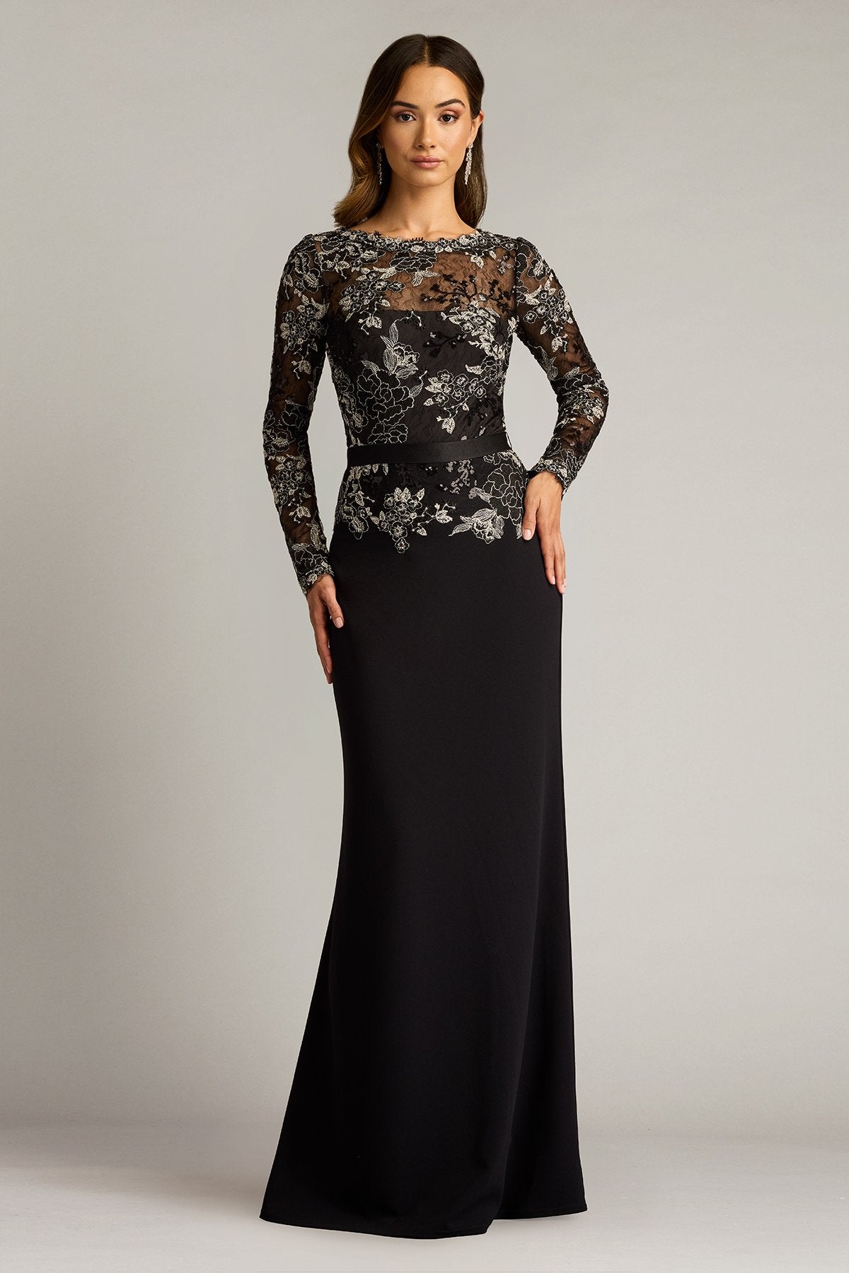 Beacon Belted Embroidered Illusion Gown Tadashi Shoji - iBrandZone