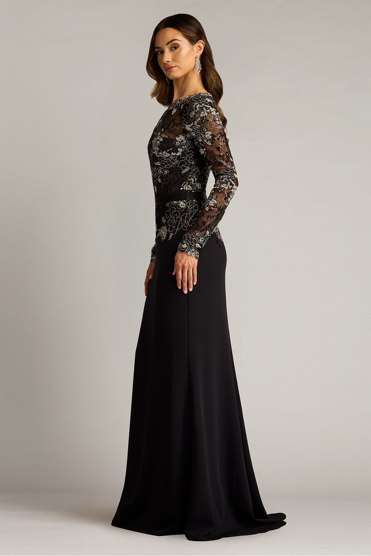 Beacon Belted Embroidered Illusion Gown Tadashi Shoji - iBrandZone